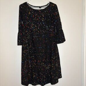 AGNES & DORA Dress Women's XXS Black Paint Spatter Pockets Stretch Confetti